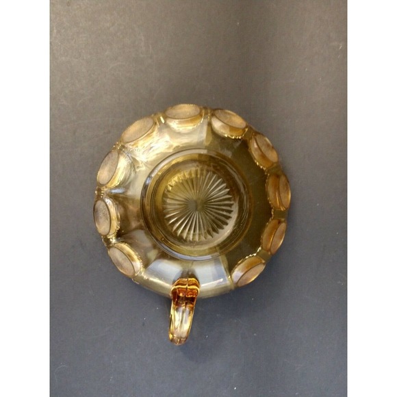 VINTAGE Fostoria Coin Dot Single Handled Candy Dish Amber Fall Decor Elegant - Picture 8 of 9